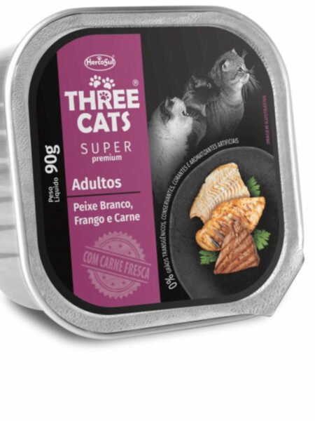 Paté ThreeCats adulto pescado, pollo y carne 90g